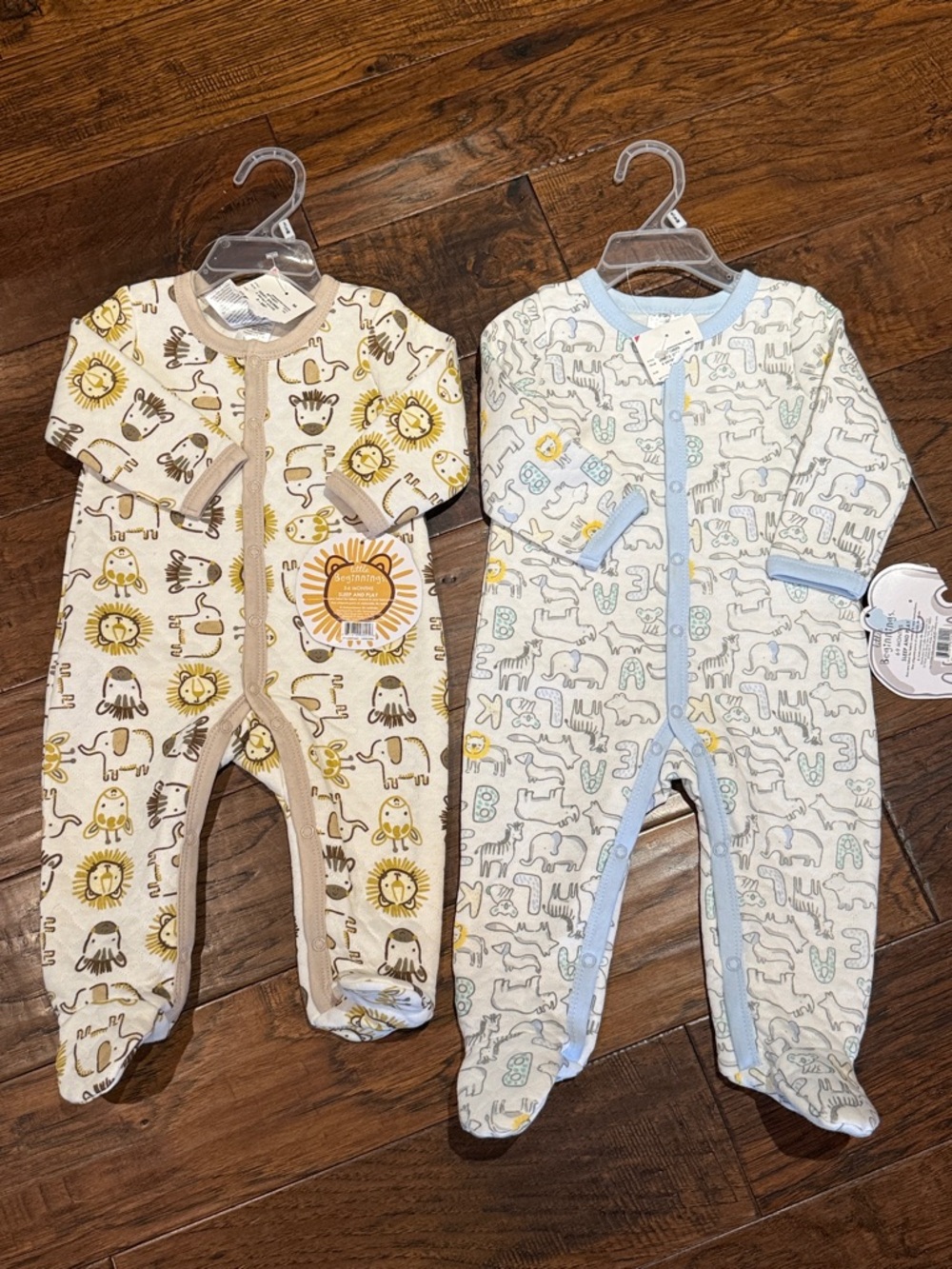 Unbranded Kids Beige & Light Blue Safari Print One-Piece Set